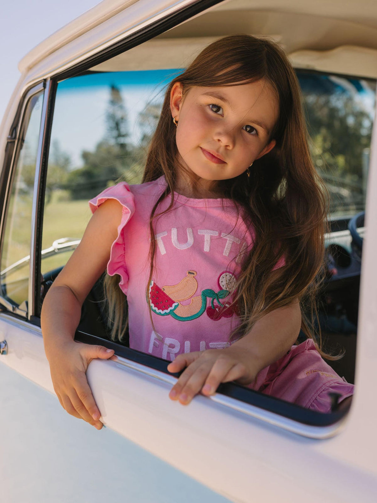 HUXBABY Tutti Frutti Frill Peplum Tee in Single