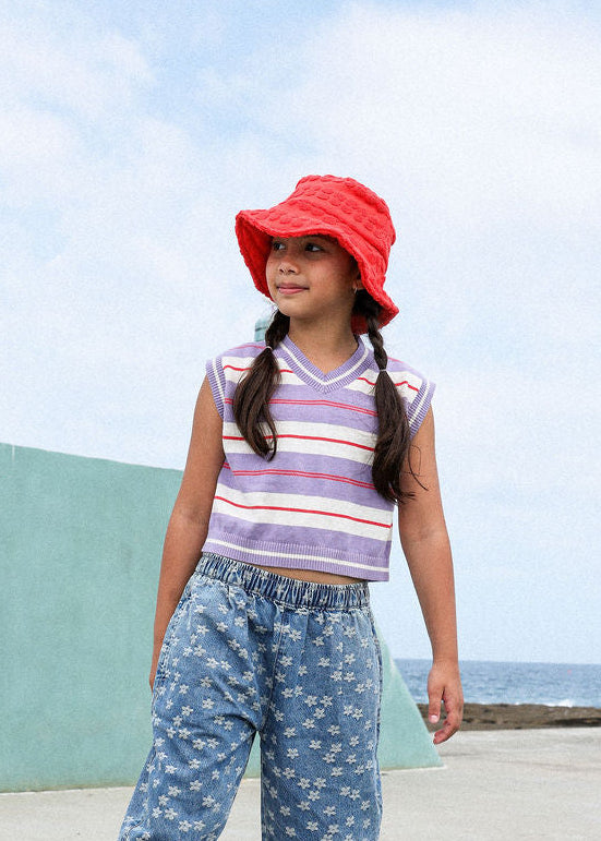 Grown Bubble Terry Towelling Bucket Hat - Fiesta in Single