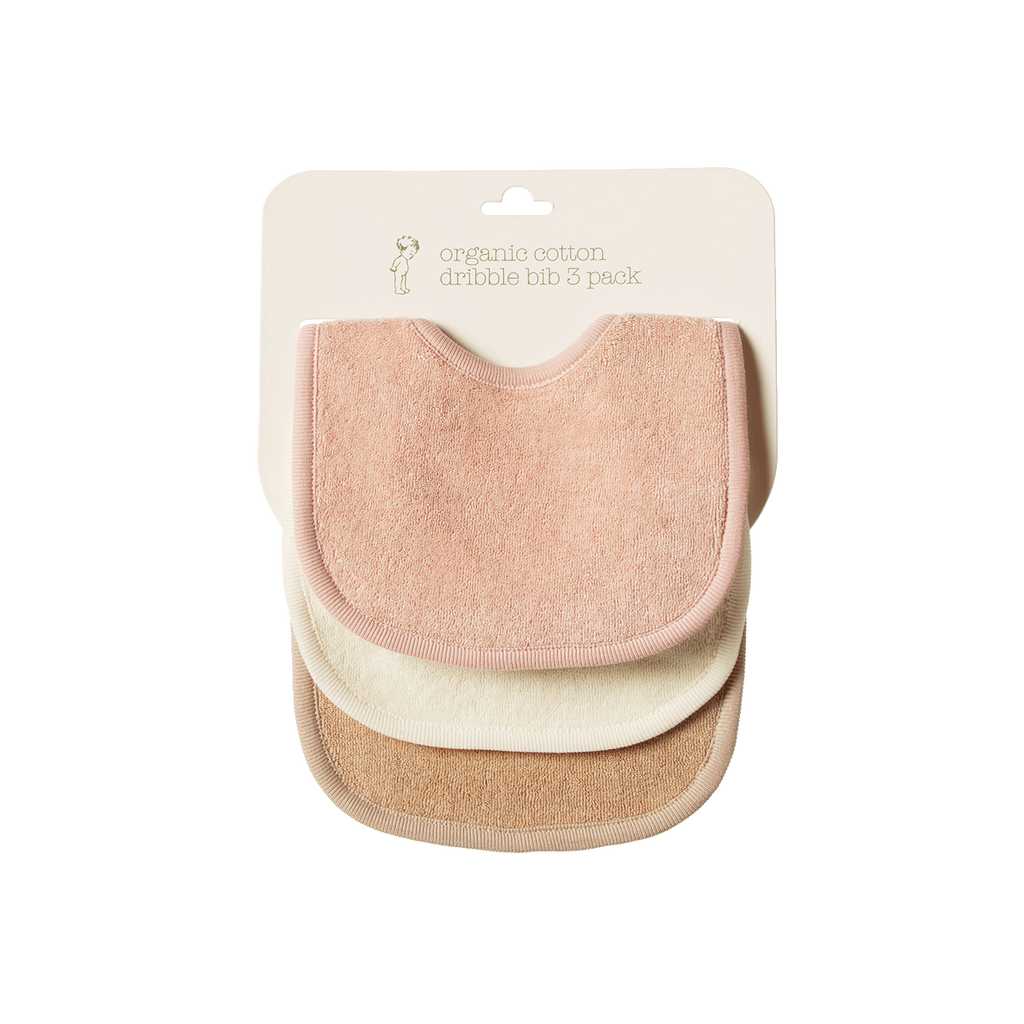 Nature Baby DRIBBLE BIBS 3 PACK in Rose Dust/Natural/Nougat