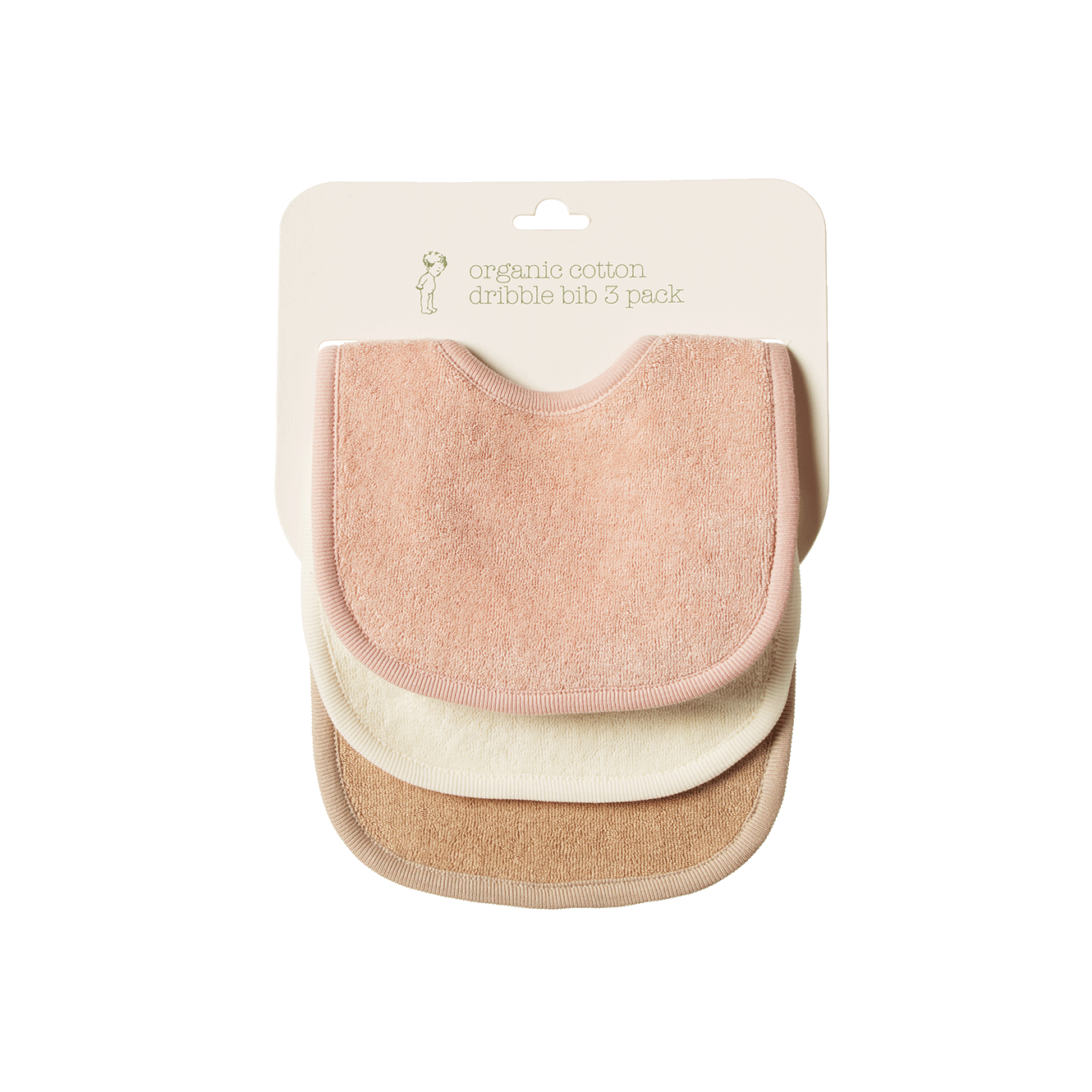 Nature Baby DRIBBLE BIBS 3 PACK in Rose Dust/Natural/Nougat