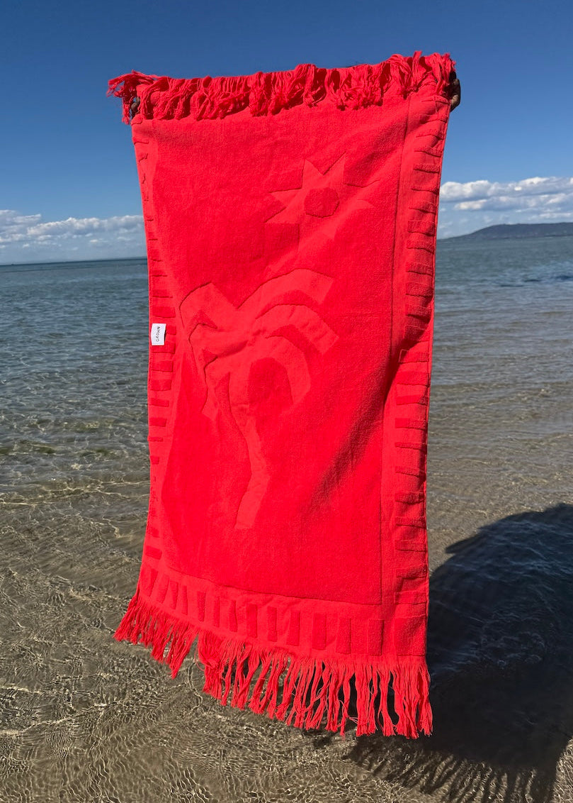 Grown Bubble Terry Towelling Beach Towel - Fiesta in Single