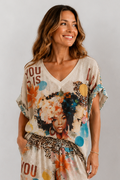 LA SOFIA VLST705 (A2967) - LUNA SHIMMER SHIRT - LEOPARD MUSE in Leopard Muse