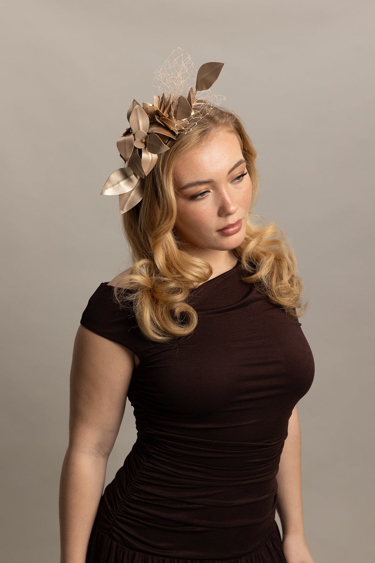 Morgan & Taylor Dulcie Fascinator in Gold in gold