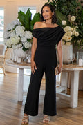 Carolina Roslyn Off Shoulder Jumpsuit Black in Single