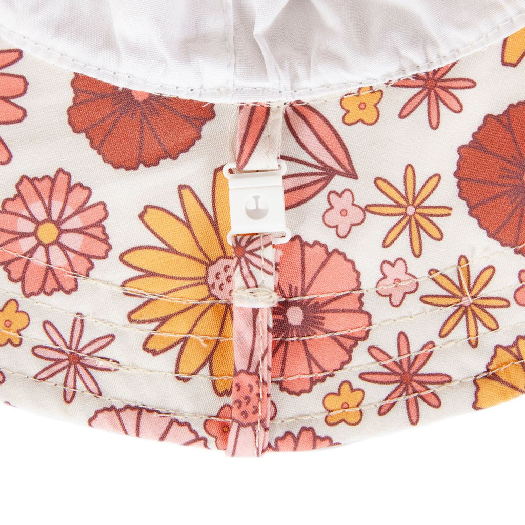 Acorn Kids Retro Blooms Wide Brim Sunhat in Cream, Pink and Amber