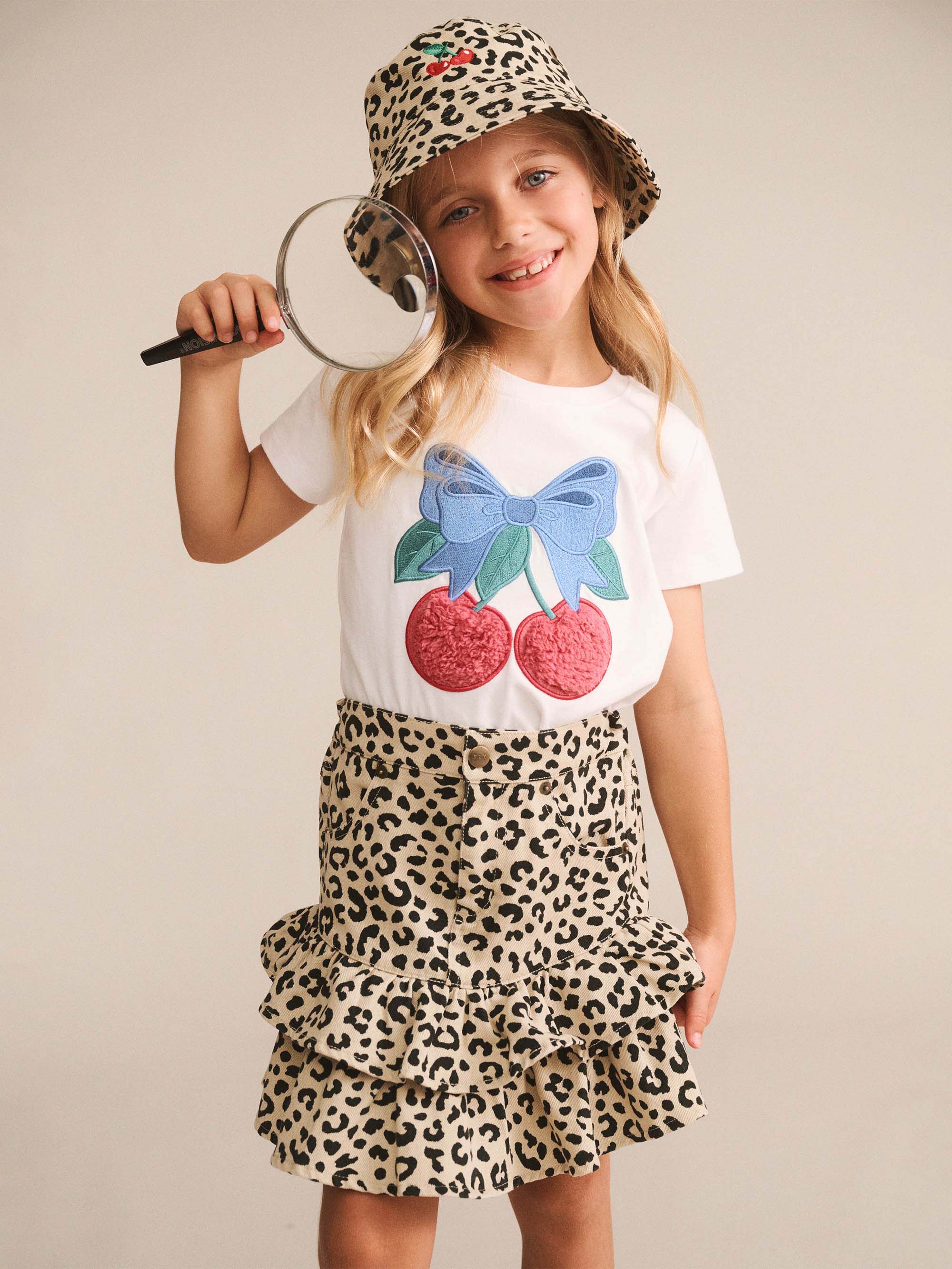 HUXBABY LEOPARD FRILL SKIRT in ANIMAL