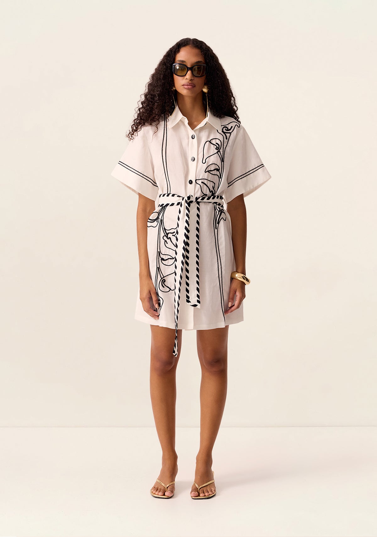 MOS The Label Lily Embroidery Mini Dress in Ivory