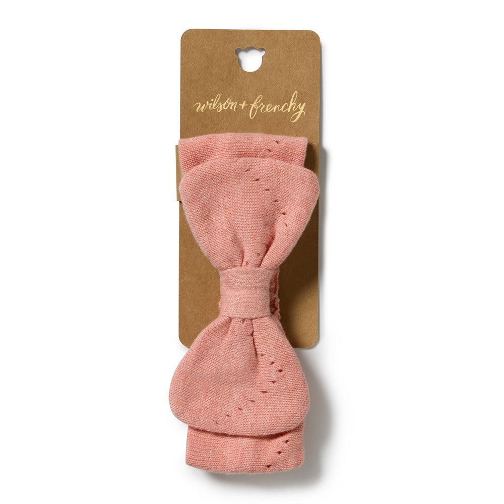 Wilson and Frenchy Petal Pink Organic Knitted Pointelle Headband in Petal Pink