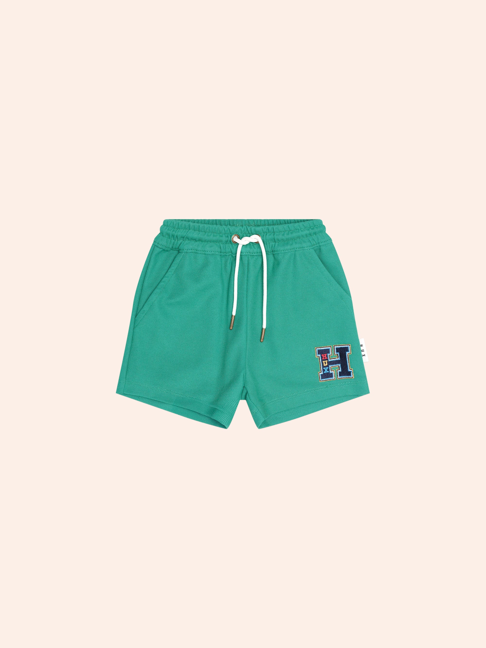 HUXBABY COLLEGIATE PIQUE SHORT in VINTAGE GREEN