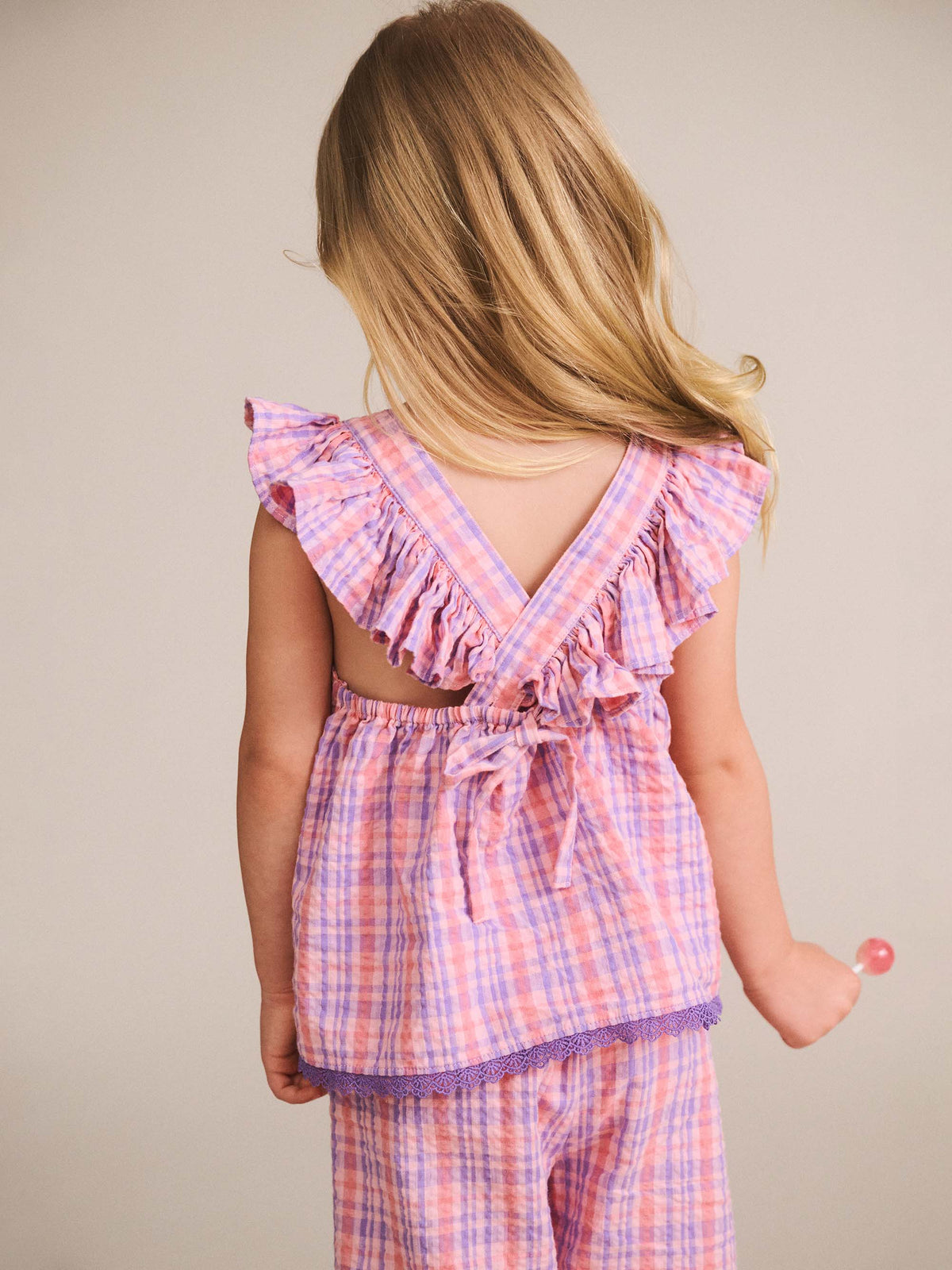 HUXBABY Tropical Check Paperbag Pant in MULTI