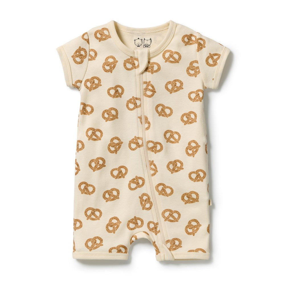 Wilson and Frenchy Pretzel Hugs Organic Rib Boyleg Zipsuit in Pretzel Hugs