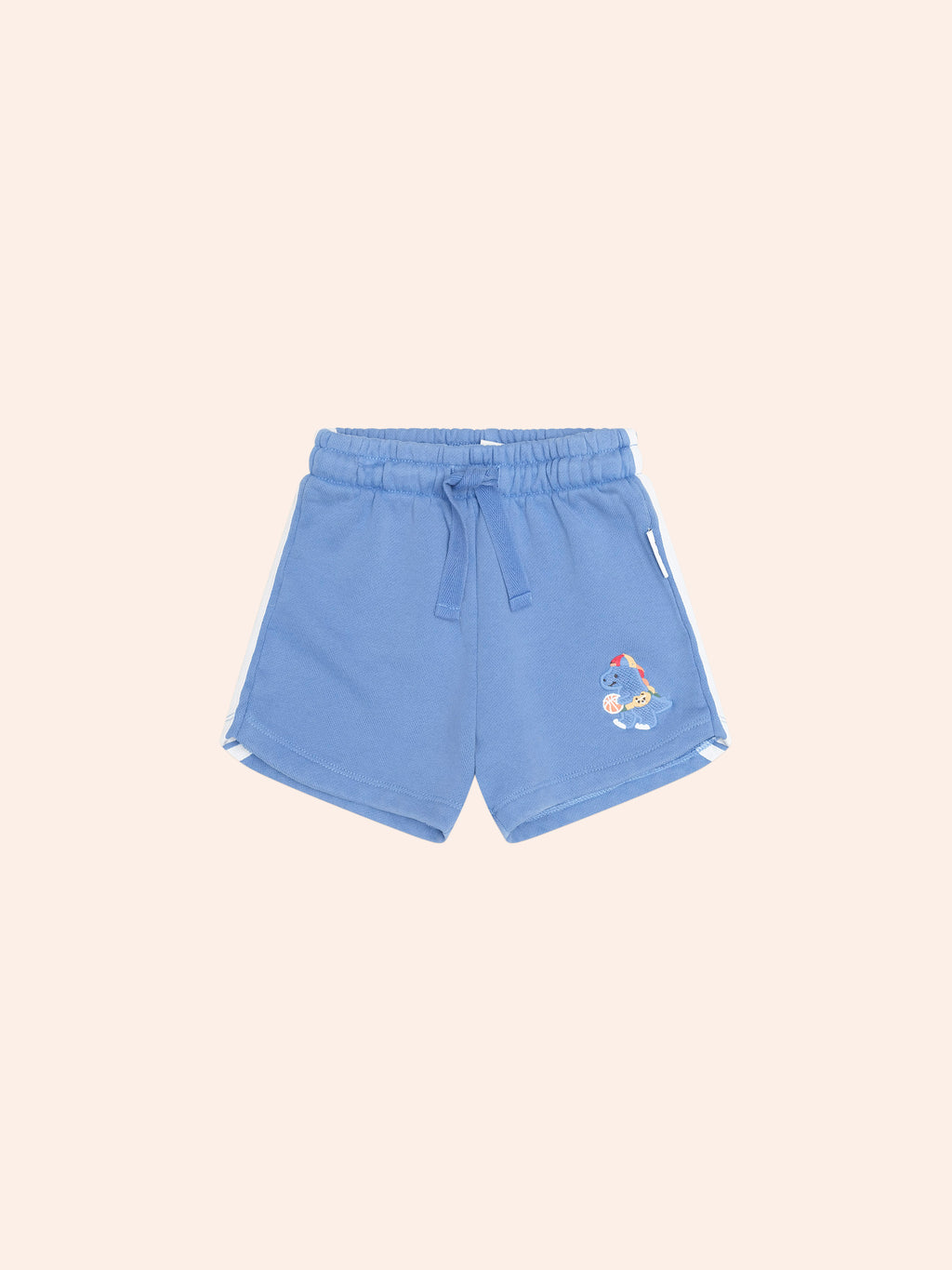 HUXBABY BALLER DINO SPORTY STRIPE SHORT in VINTAGE BLUE GARMENT DYE