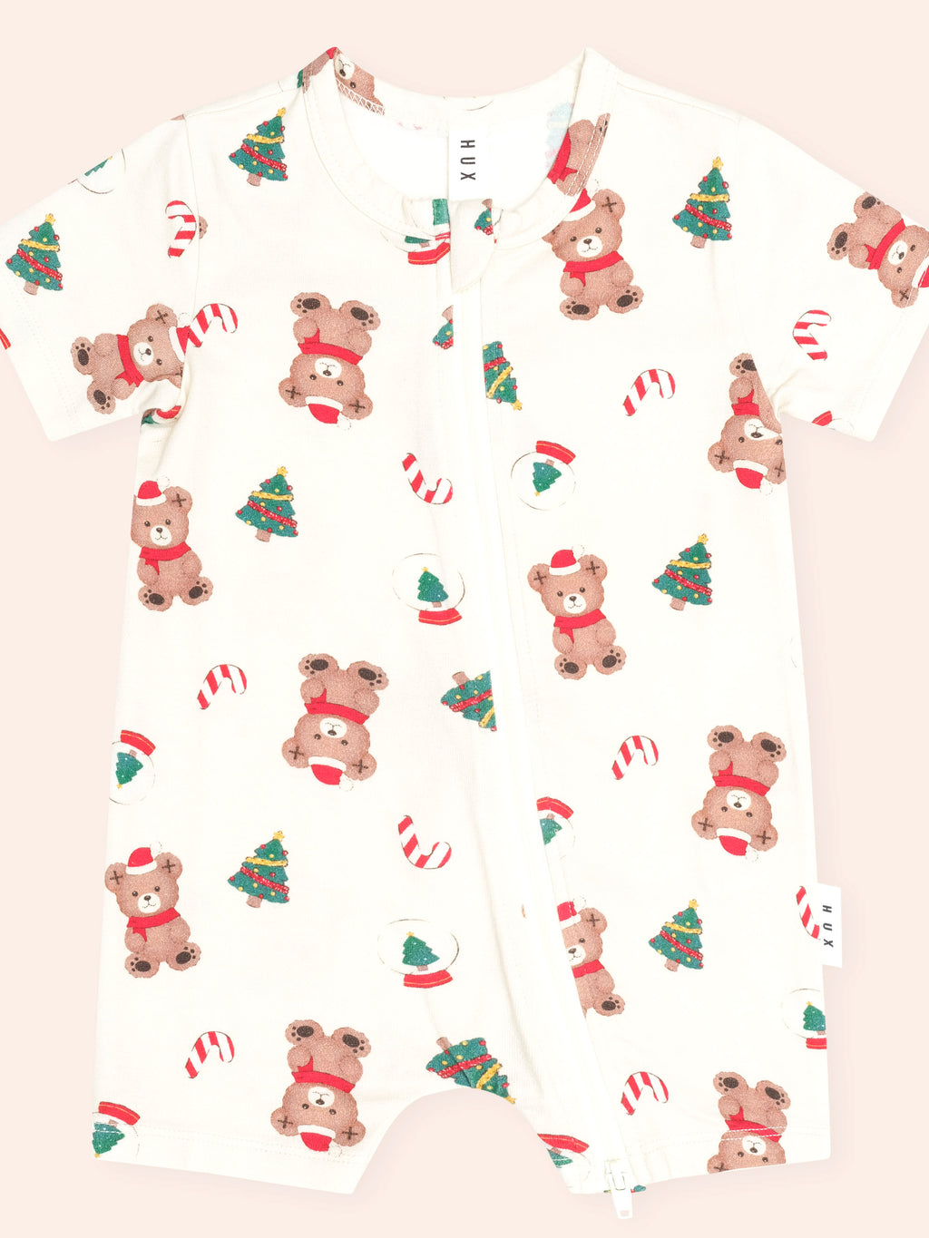 HUXBABY FESTIVE HUX ZIP ROMPER in EGGNOG