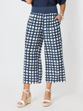 Clarity Monaco Grid Print Wide Leg Pant - Navy/White in Navy/White