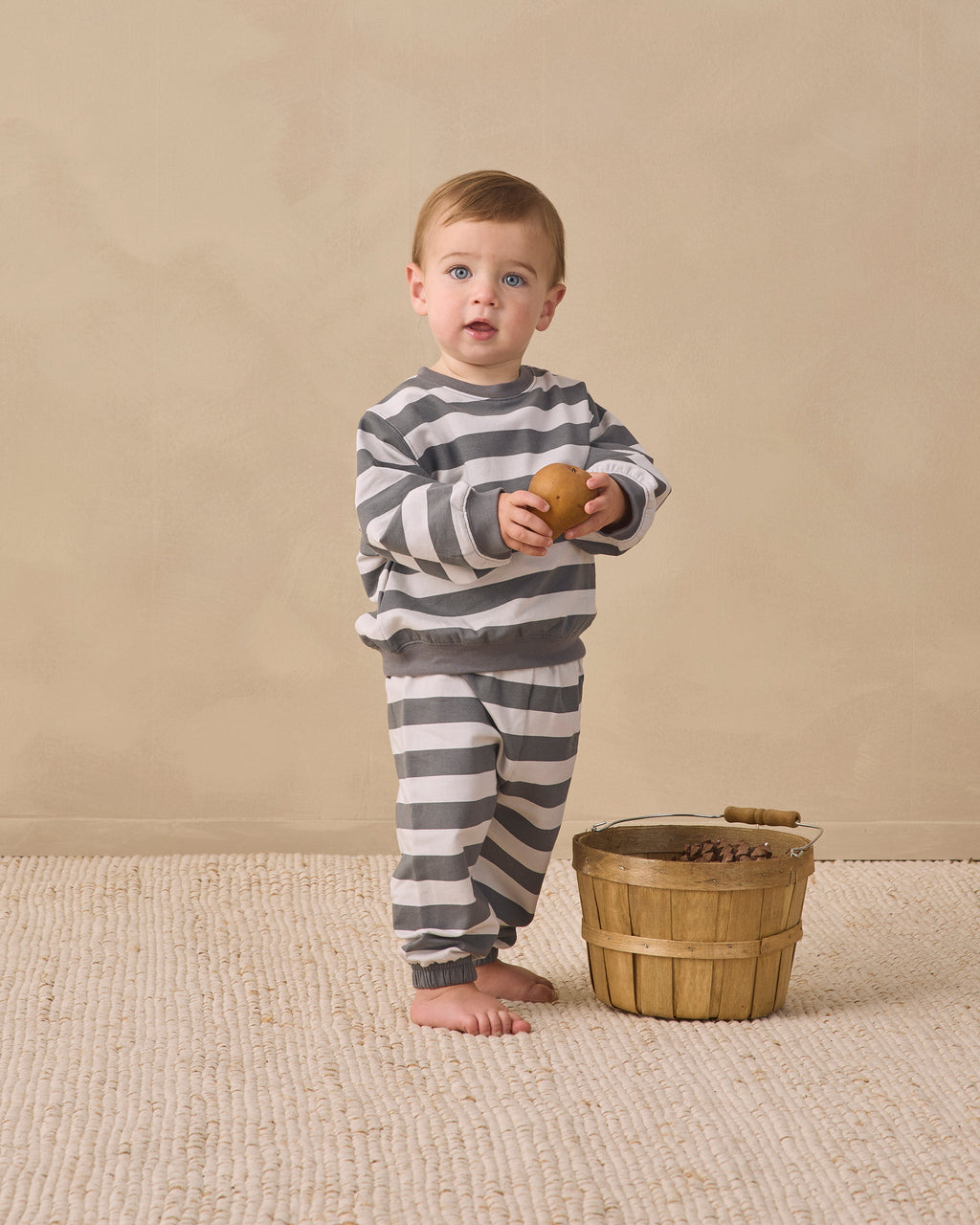 Quincy Mae Oversized Sweatpants Midnight Stripe in MIDNIGHT