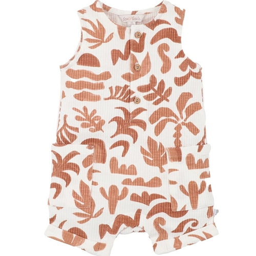 Fox & Finch - Abstract Oasis Caramel Print Romper (NB-2)