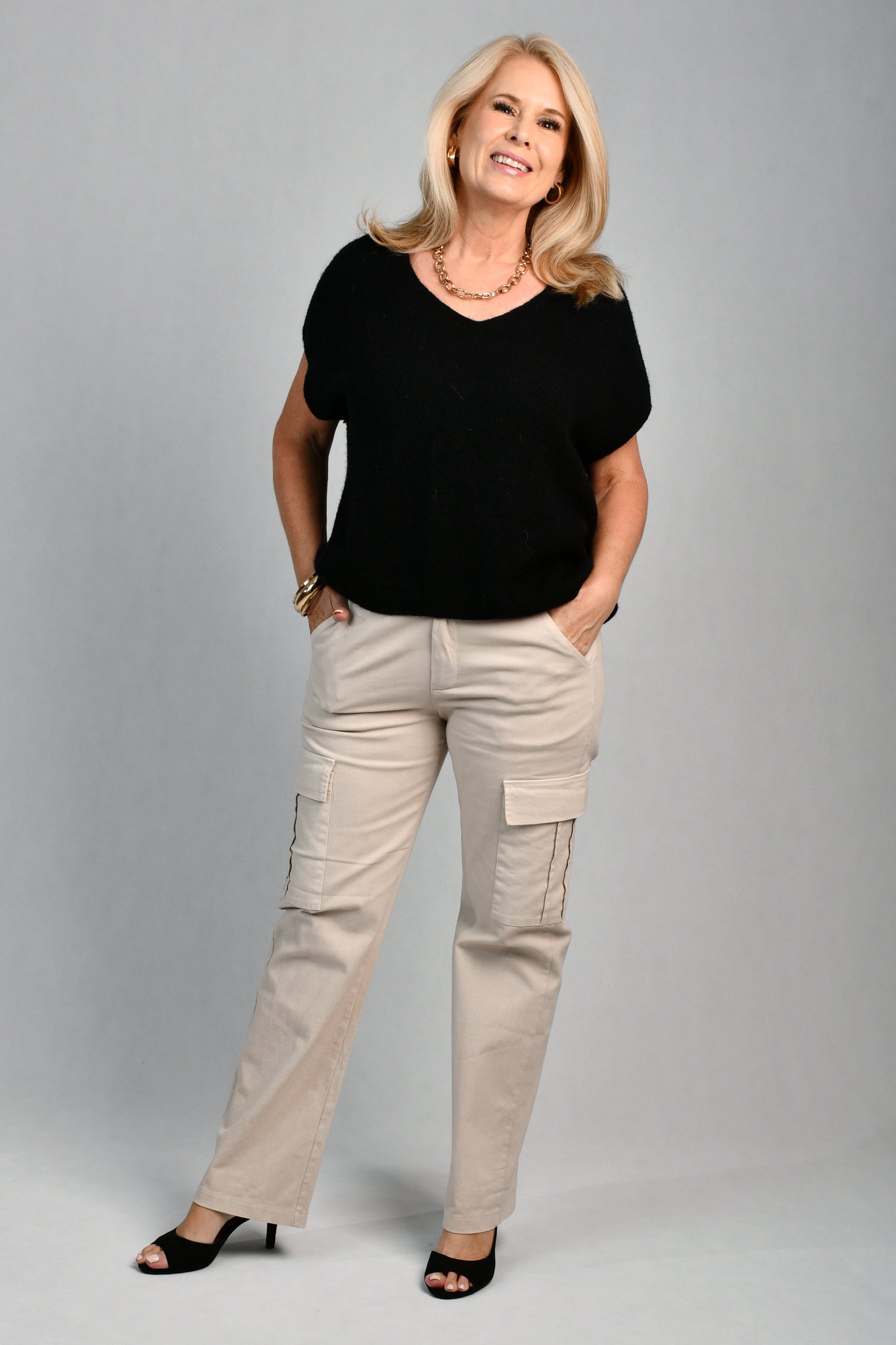 LA SOFIA VLST327 (5211) - WILMA WOOL TOP - BLACK in Black