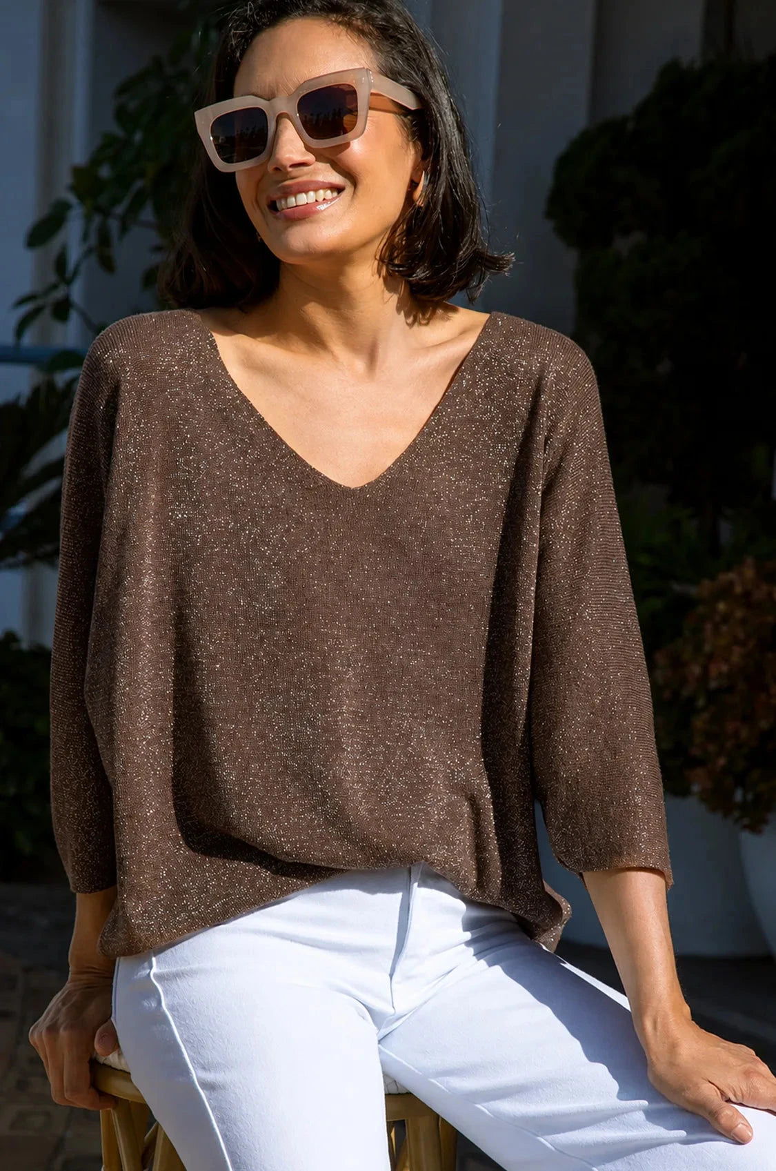 Carolina Dawn Knitted Top Chocolate in Default Title