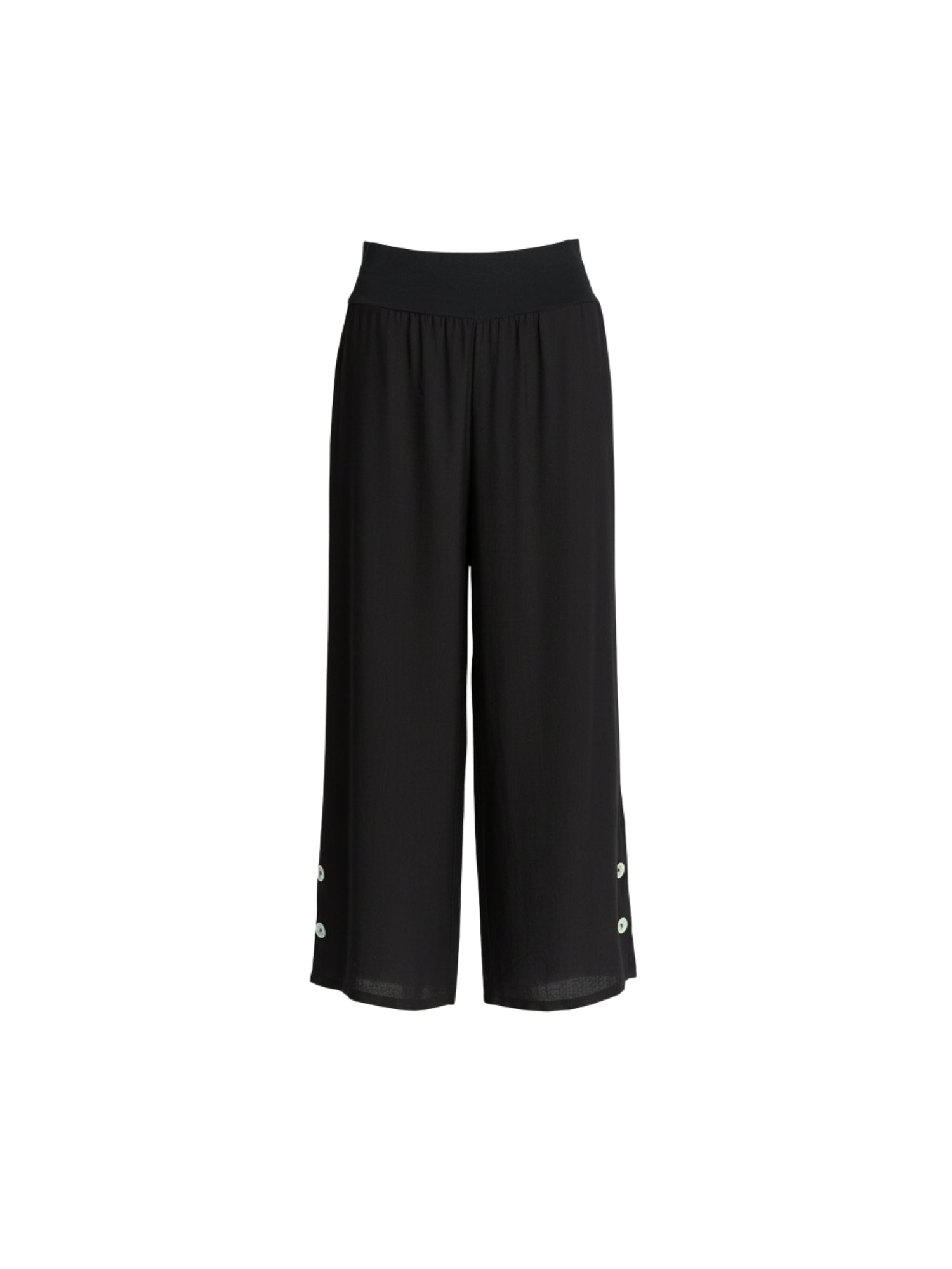 Clarity Essential Button Wide Leg Pant  - Black in Black