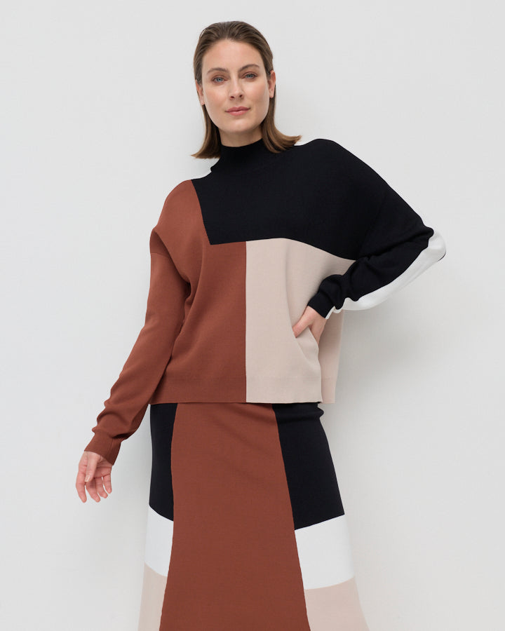 Yarra Trail Earth Tones Sweater in CHESTNUT