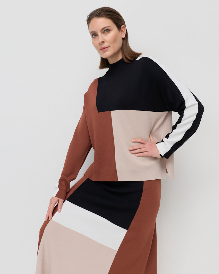 Yarra Trail Earth Tones Sweater in CHESTNUT