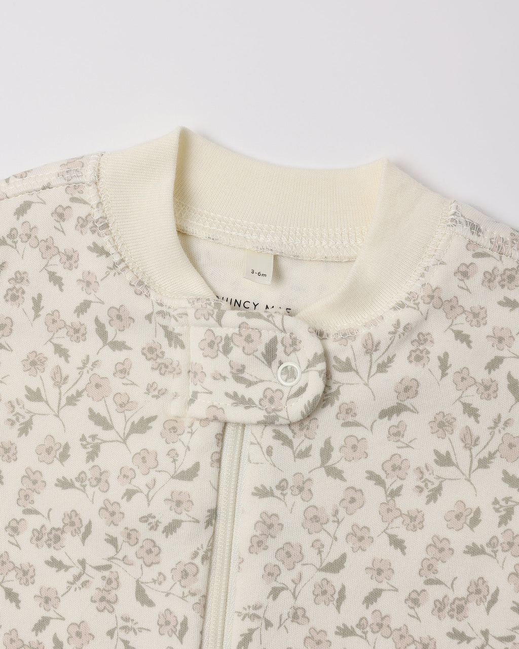 Quincy Mae Zip Long Sleeve Sleeper Footie Floret in IVORY