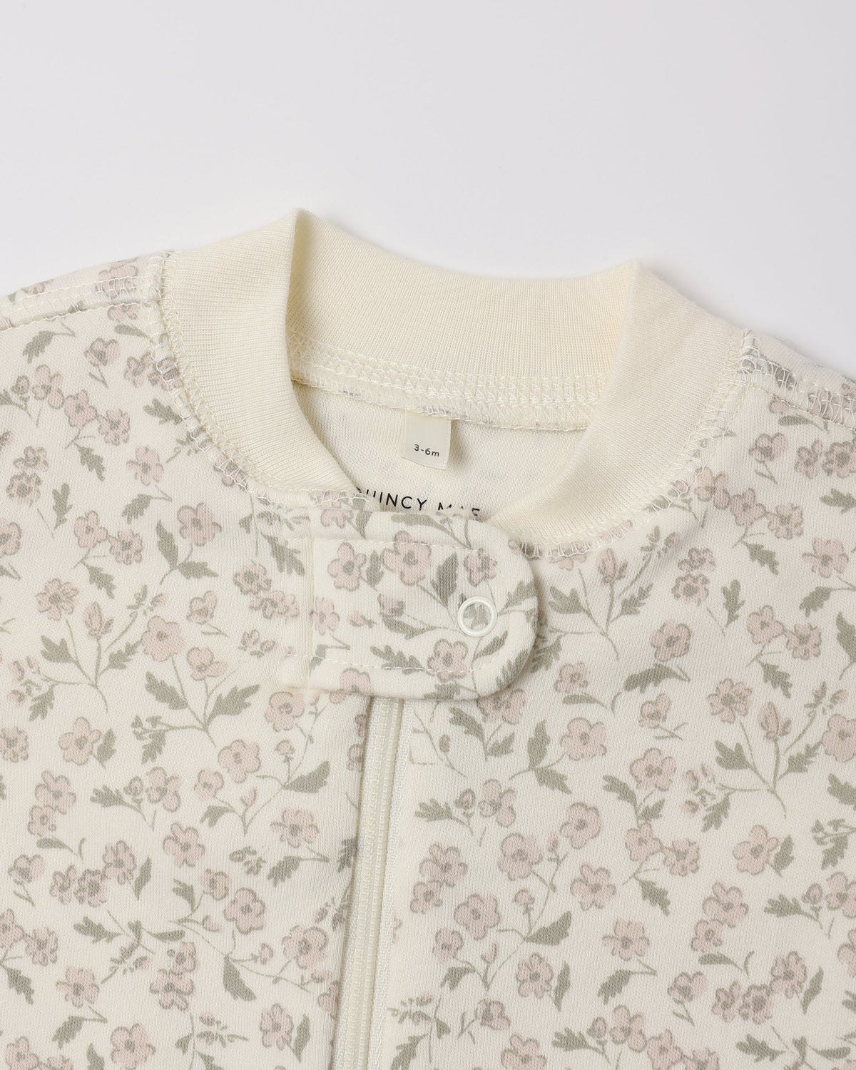 Quincy Mae Zip Long Sleeve Sleeper Footie Floret in IVORY