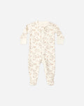 Quincy Mae Zip Long Sleeve Sleeper Footie Floral Vine in NATURAL