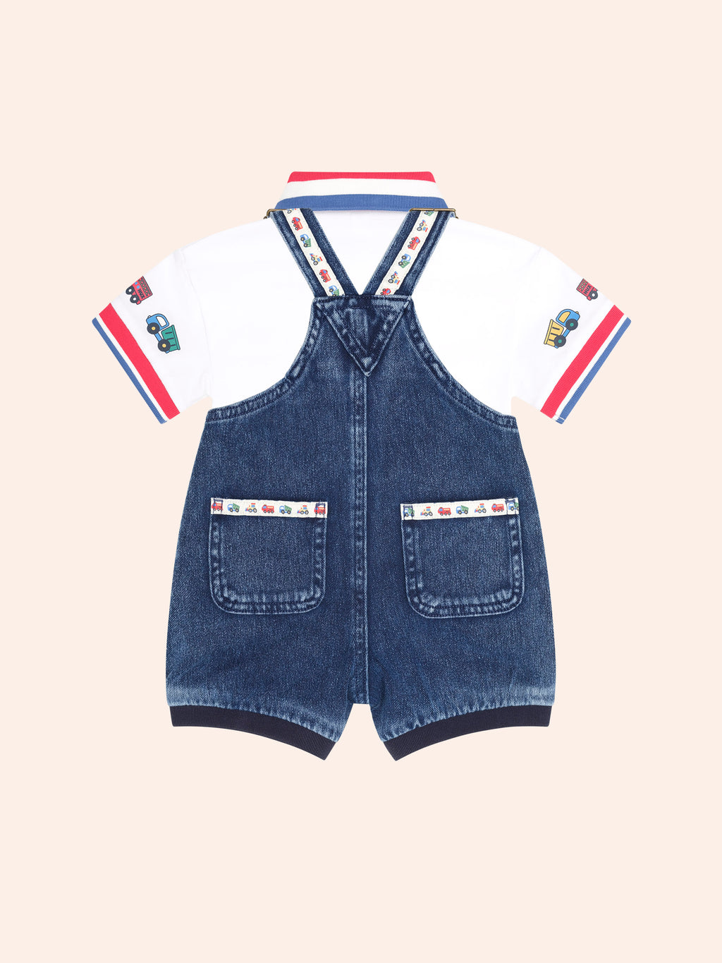 HUXBABY CONSTRUCTION 2PC SET in WHITE/ DENIM INDIGO
