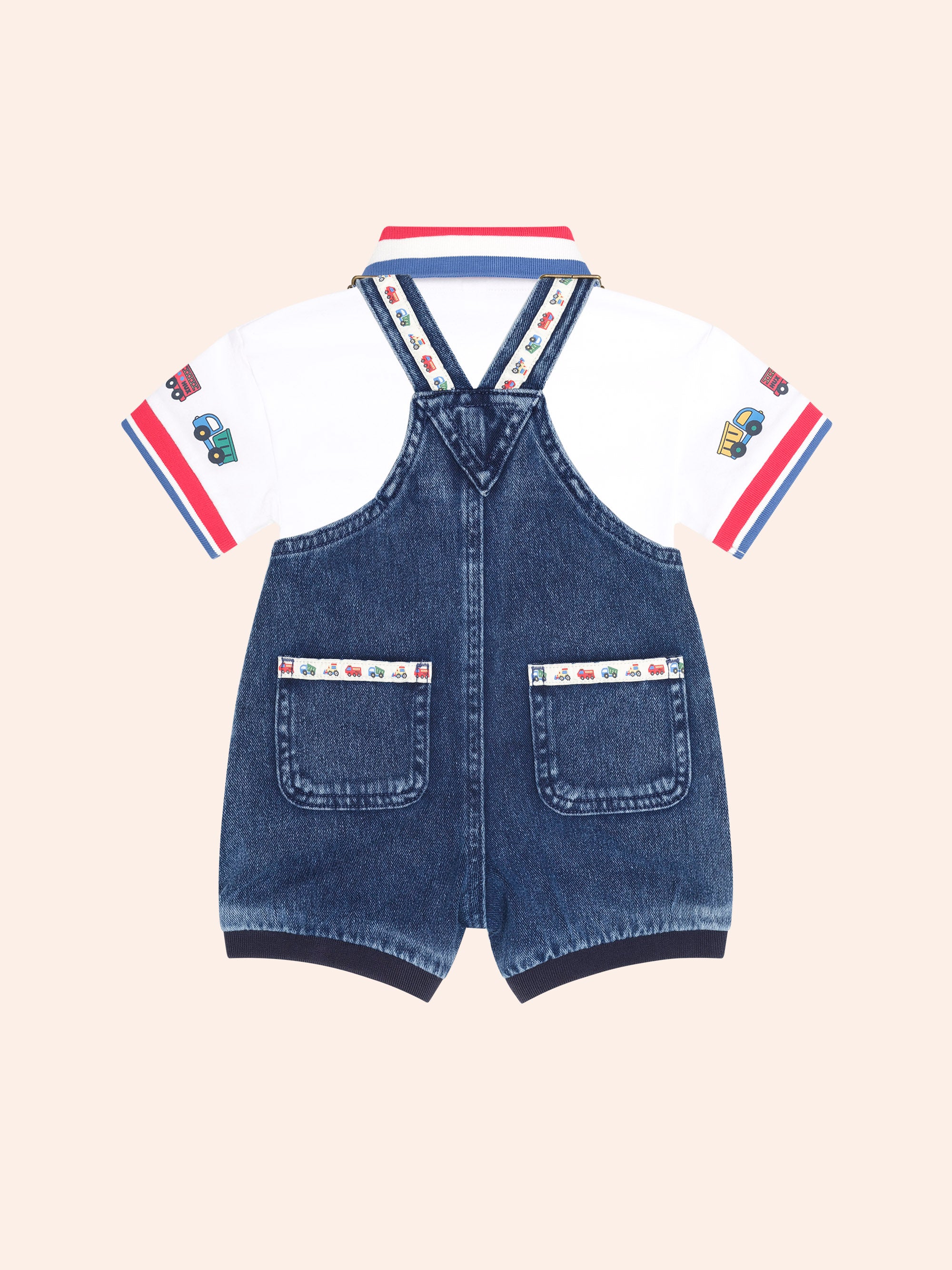 HUXBABY CONSTRUCTION 2PC SET in WHITE/ DENIM INDIGO
