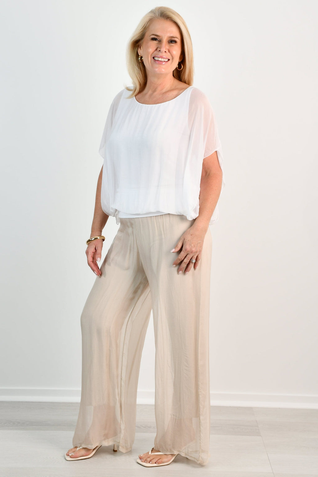 La Sofia VLSP110 (61248) - PISA SILK PANT - CHAMPAGNE in Champagne