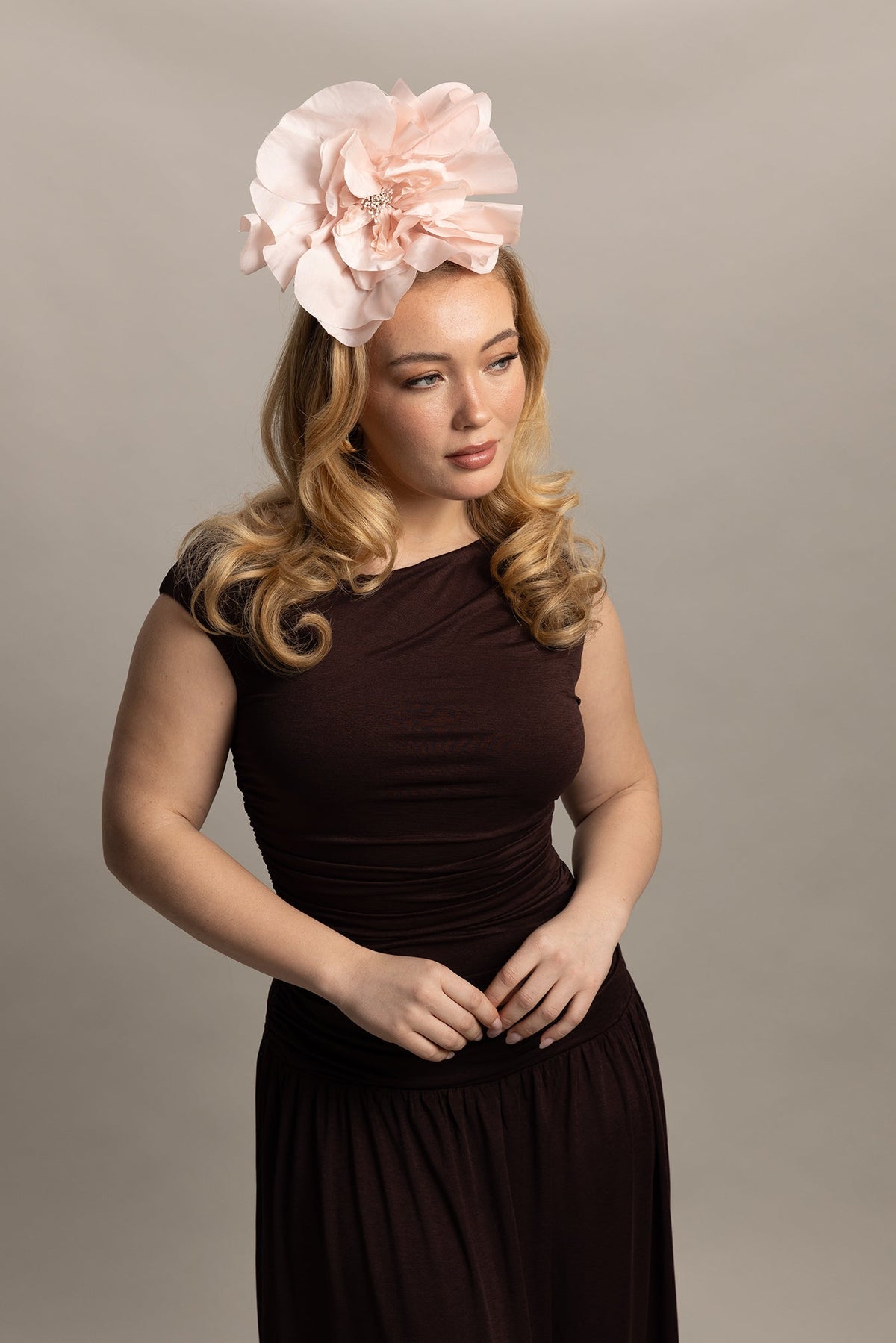 Morgan & Taylor Cindy Fascinator in Pale Pink in light pink