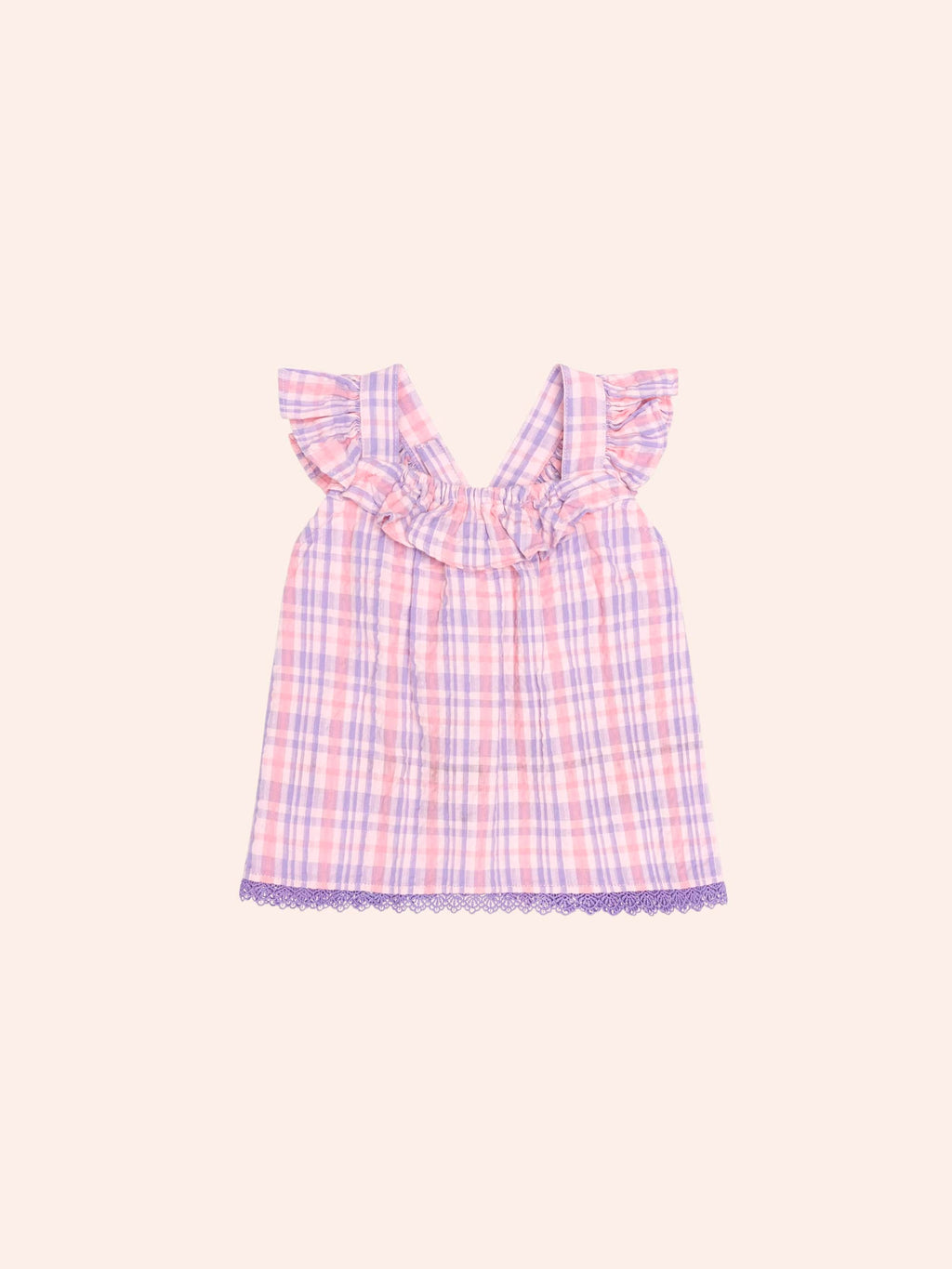 HUXBABY Tropical Check Tie Top in MULTI