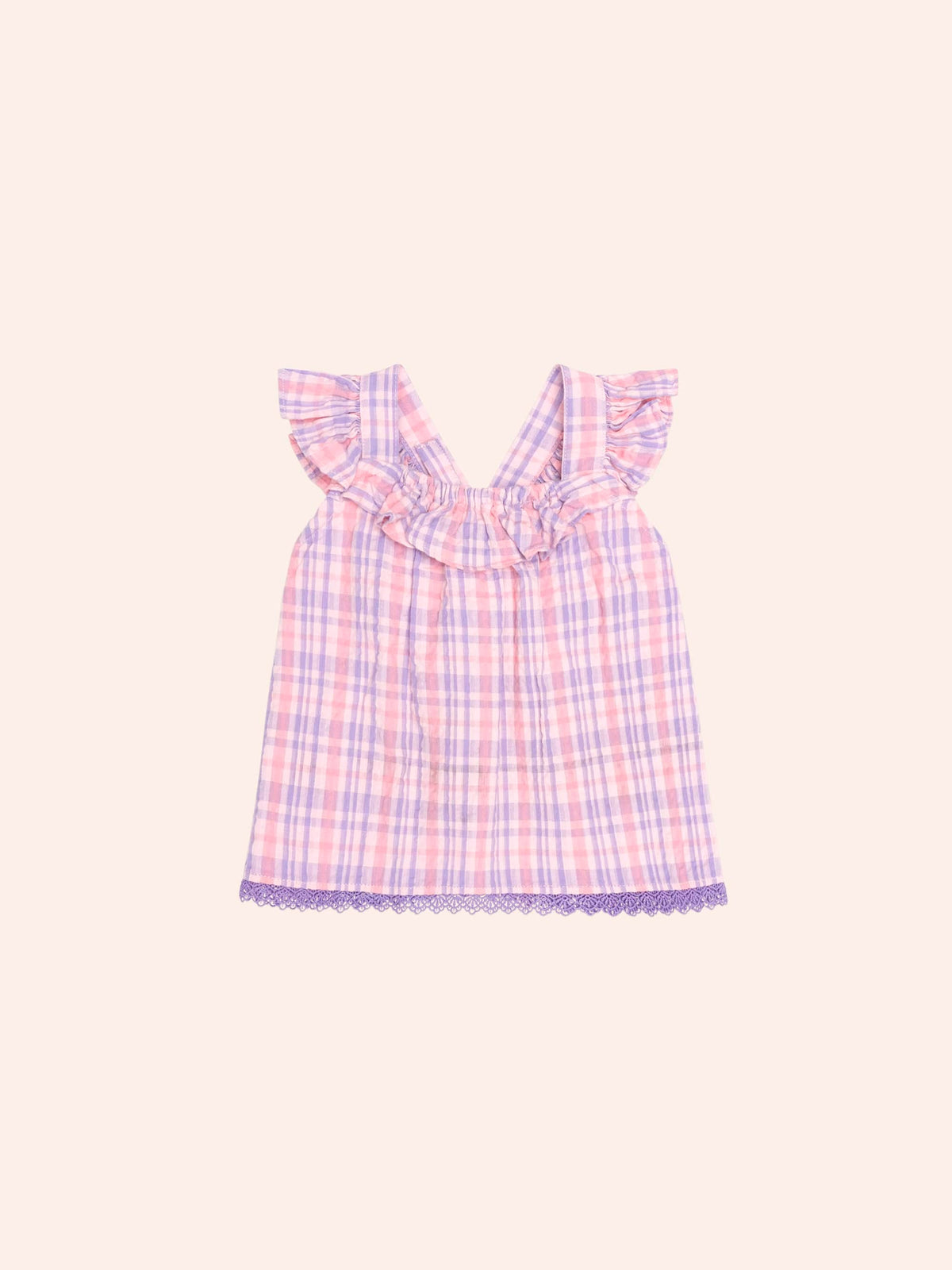 HUXBABY Tropical Check Tie Top in MULTI