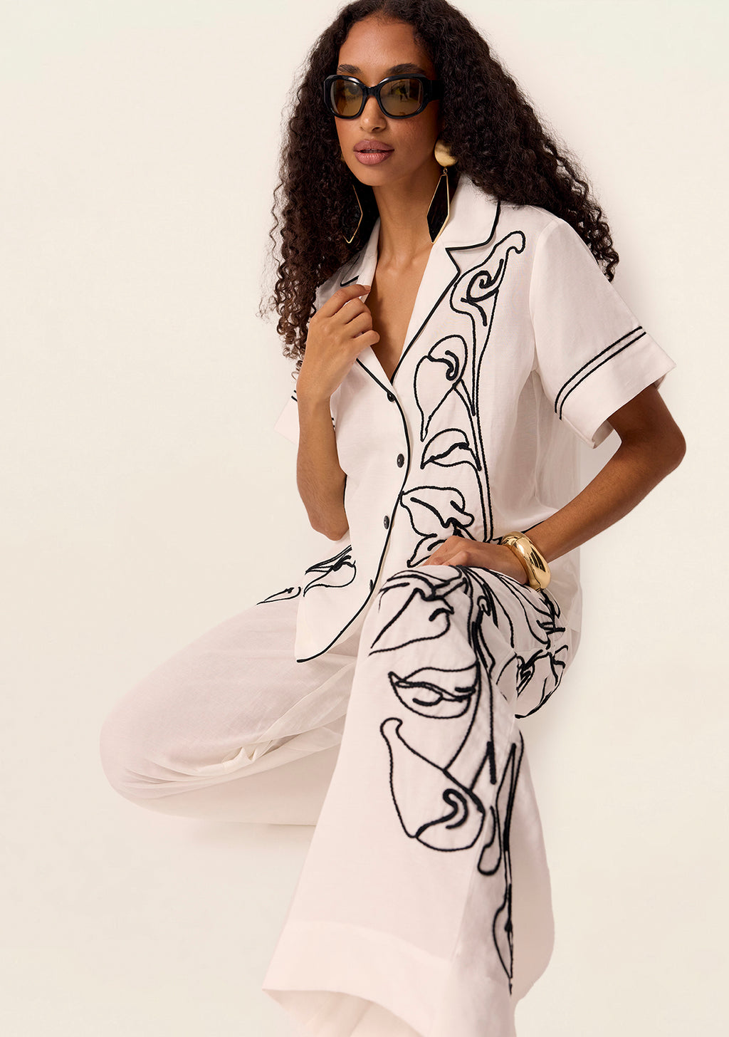 MOS The Label Lily Embroidery Shirt in Ivory