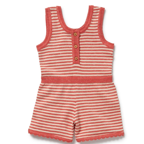 Wilson & Frenchy - Strawberry Swirl Organic Knitted Stripe Playsuit (WFS25)