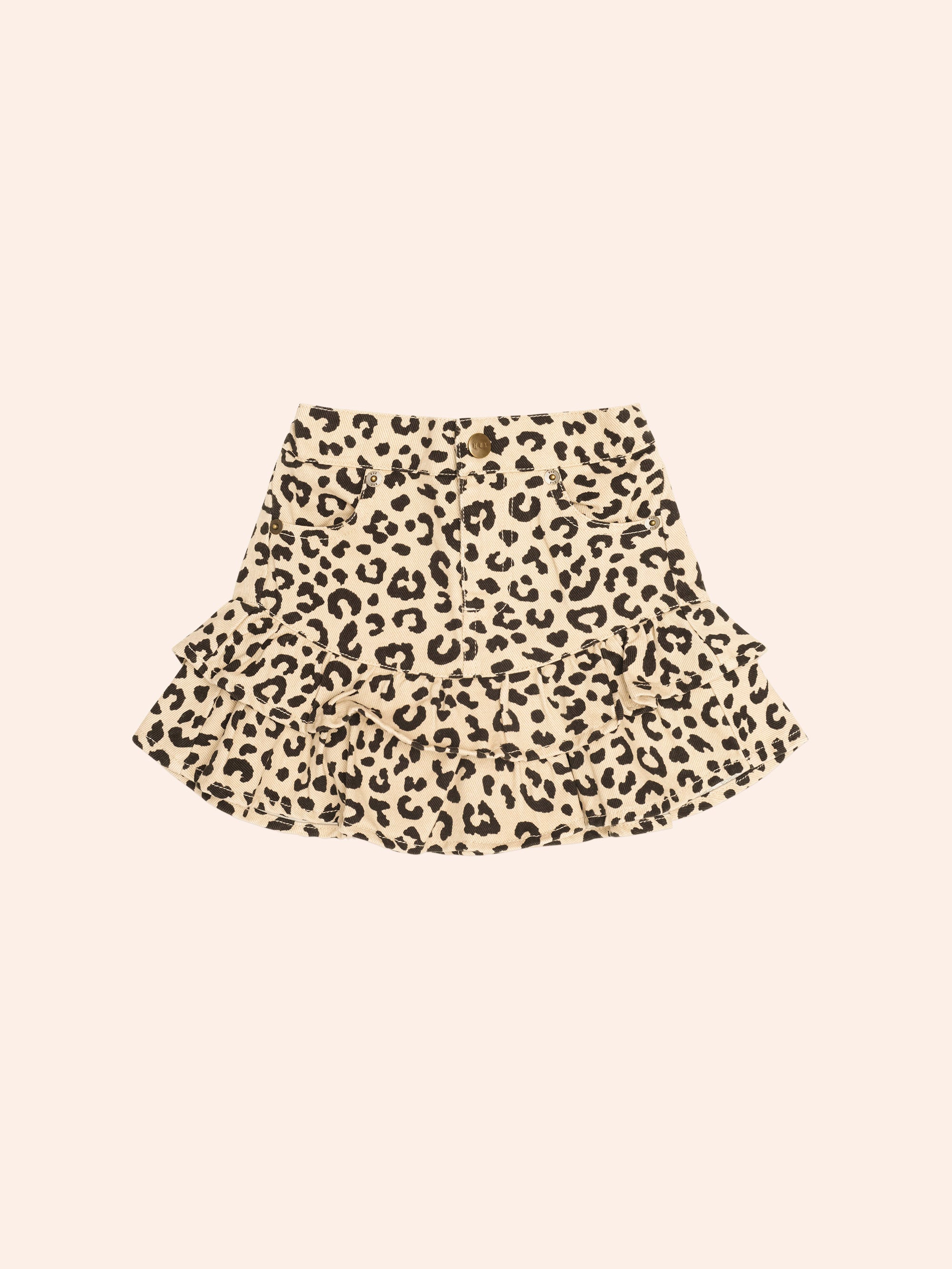 HUXBABY LEOPARD FRILL SKIRT in ANIMAL