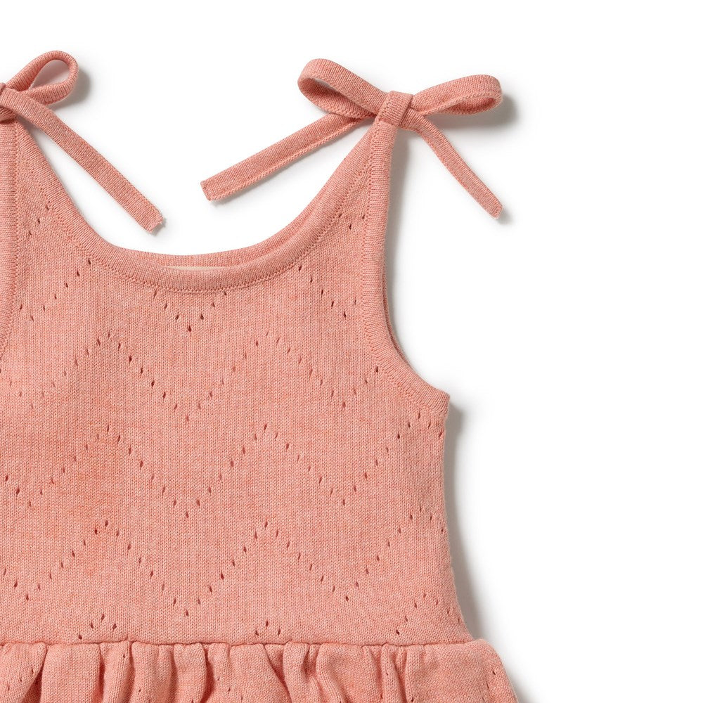 Wilson and Frenchy Petal Pink Organic Knitted Pointelle Playsuit in Petal Pink