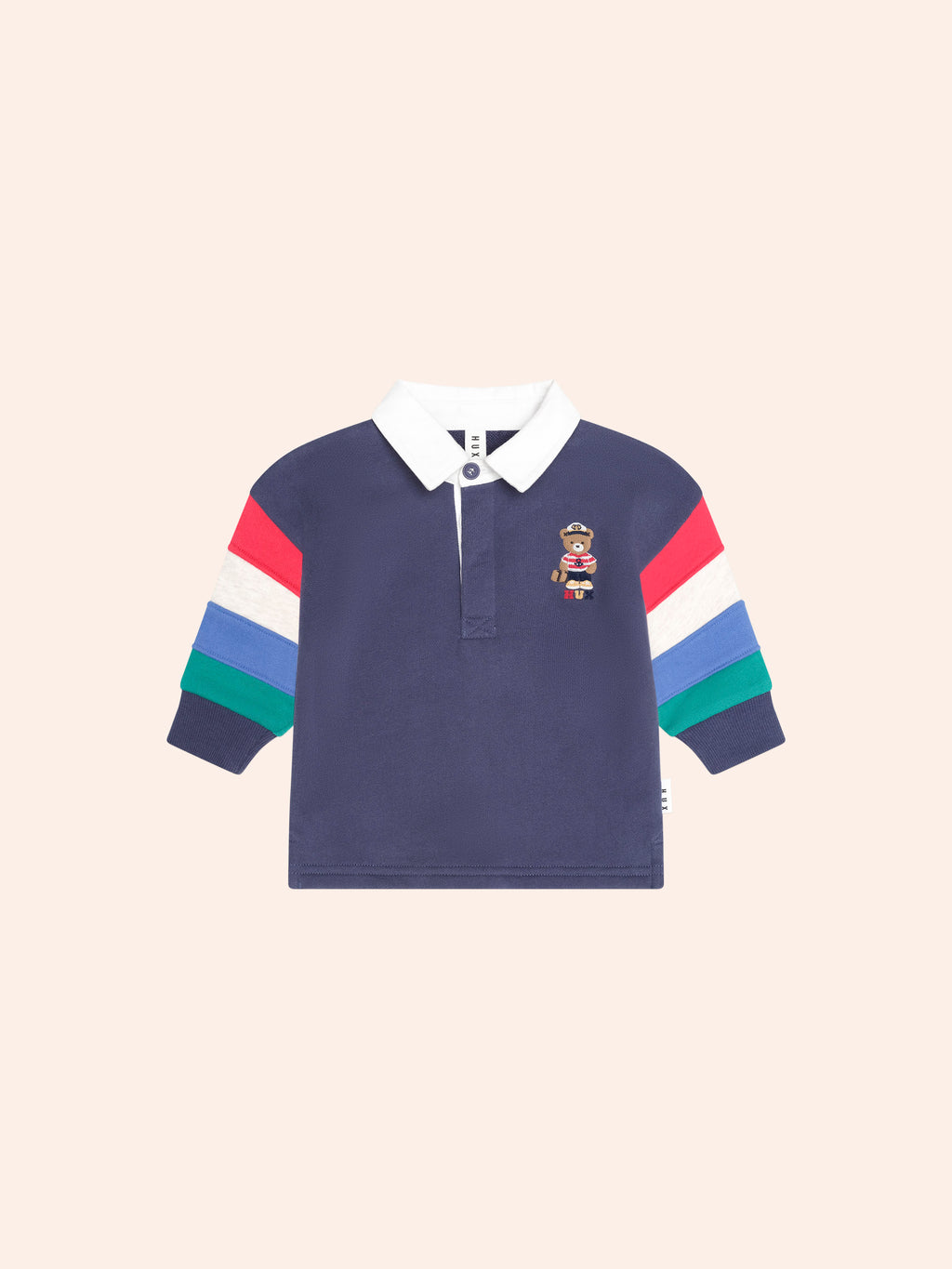 HUXBABY NAUTICAL HUX SPLICED FLEECE POLO in INK