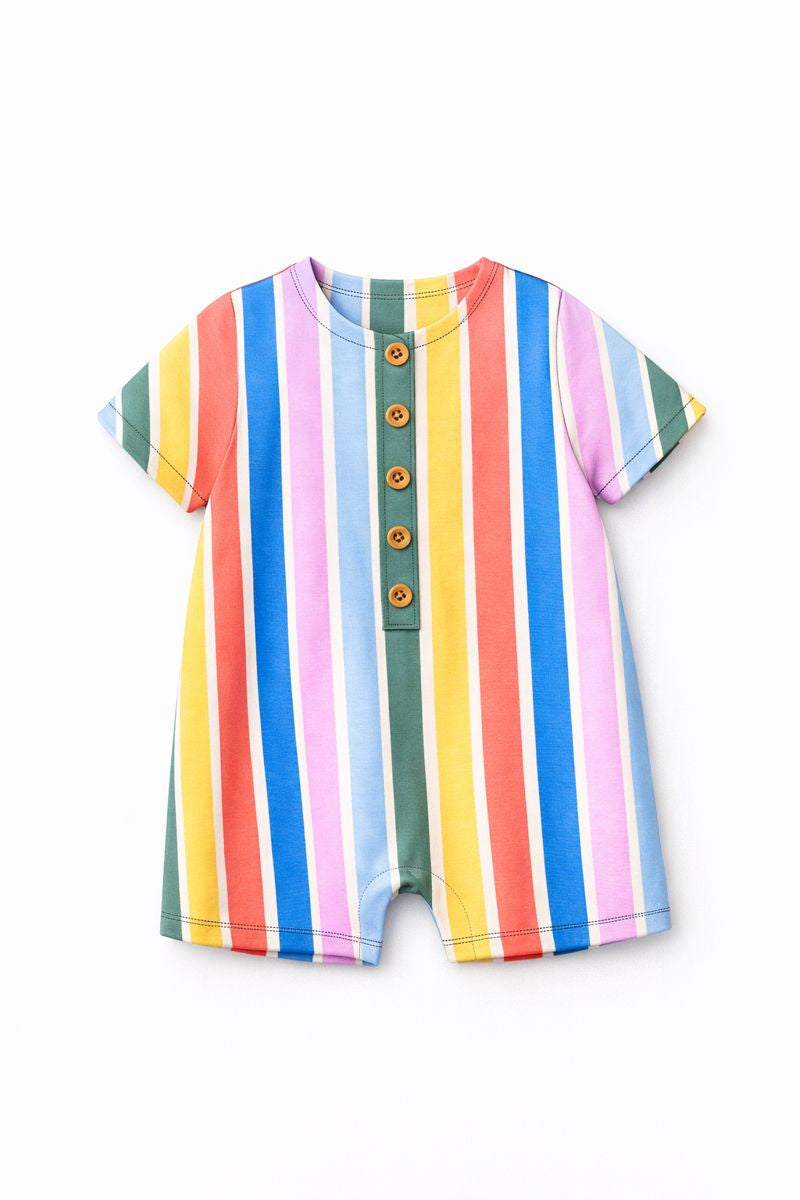 Milky Clothing Fiesta Crinkle Romper in Multi Stripe