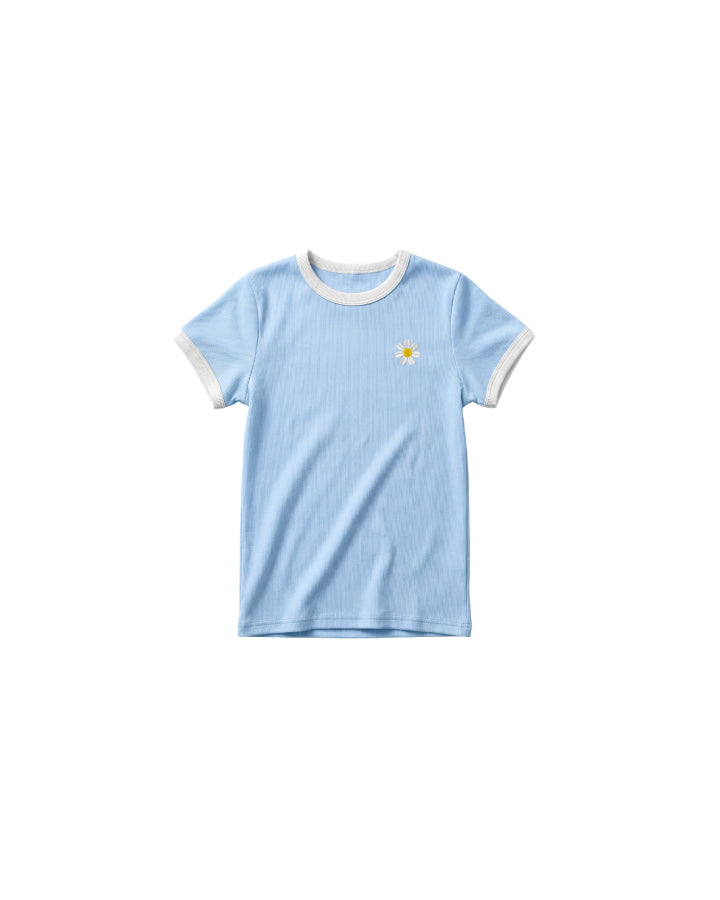 Milky Clothing Ice Blue Rib Tee in Ice Blue