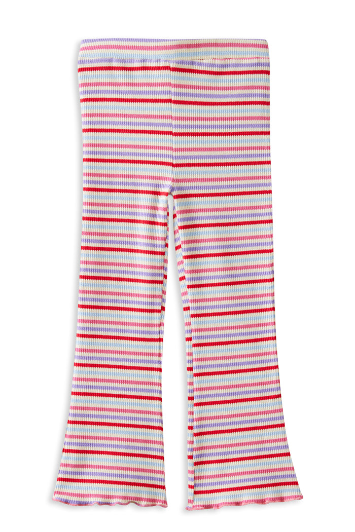 Milky Clothing Jellybean Waffle Flared Legging in Multi Stripe