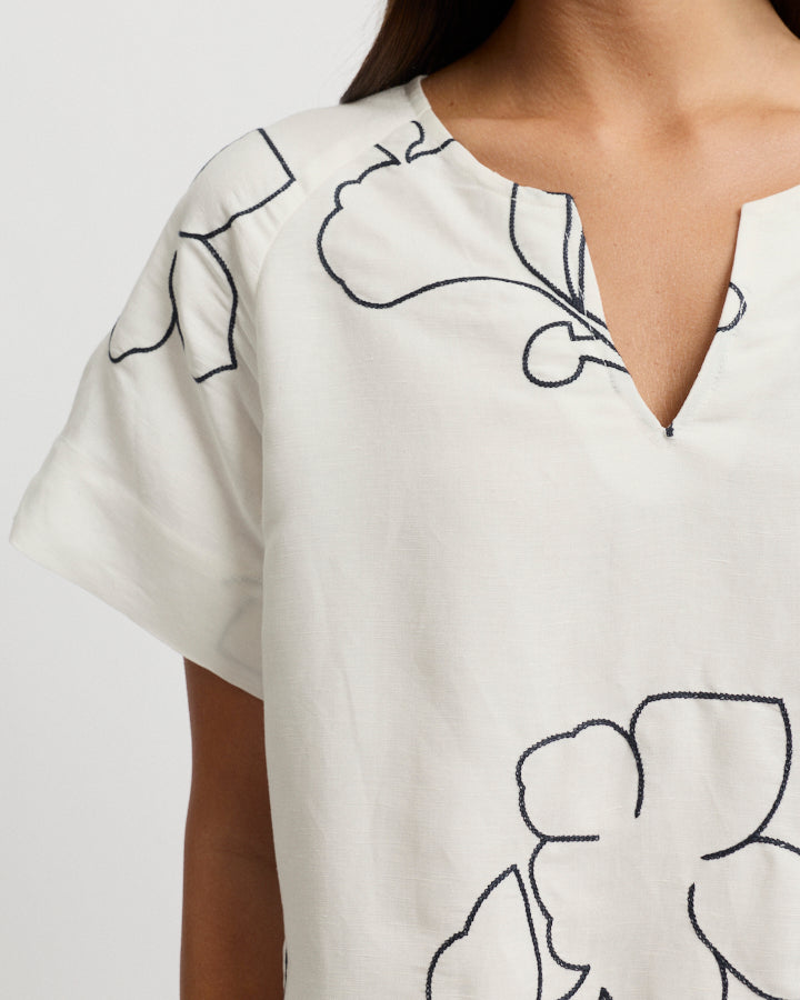 Yarra Trail La Darse Top in ECRU/NAVY