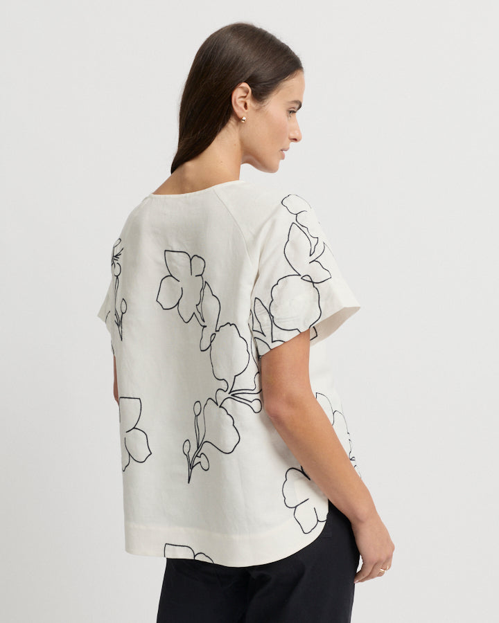 Yarra Trail La Darse Top in ECRU/NAVY