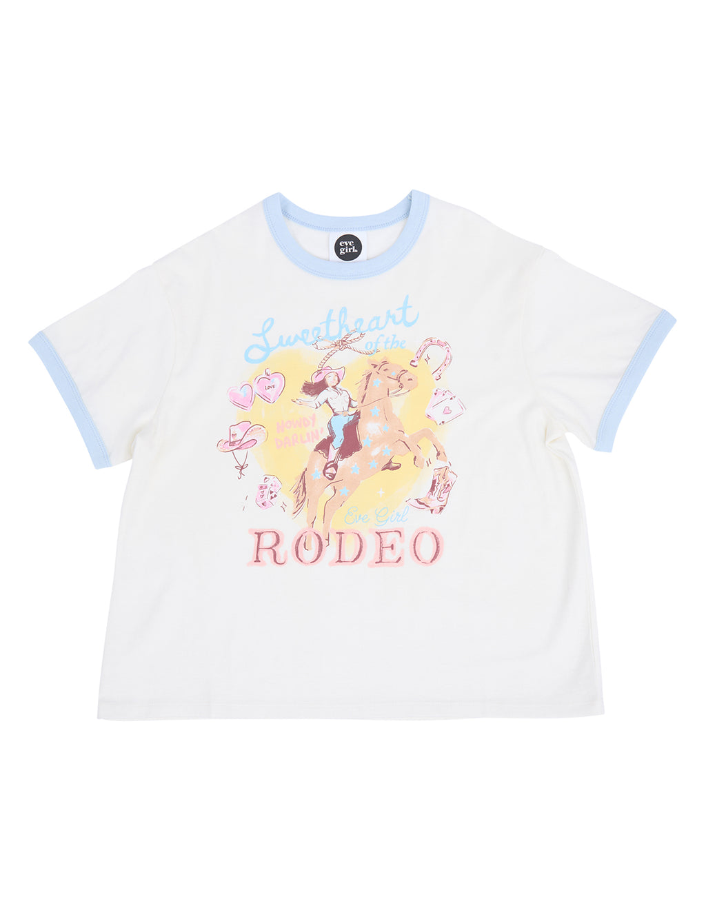 Eve Girl Lasso Ringer Tee (Size 3-7) in VINTAGE WHITE