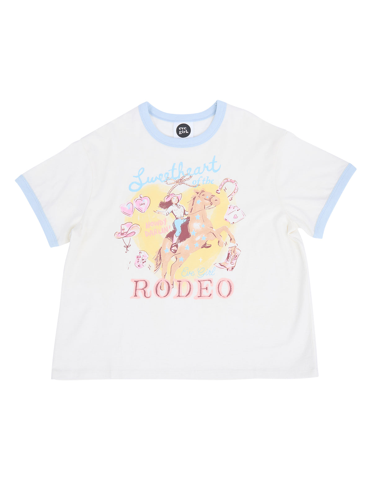 Eve Girl Lasso Ringer Tee (Size 8-16) in VINTAGE WHITE