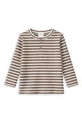 Milky Clothing Latte Stripe Henley in Latte Stripe