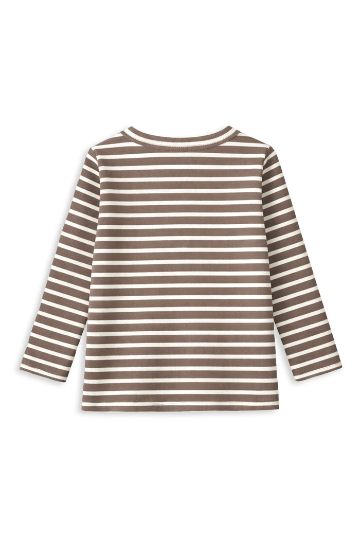 Milky Clothing Latte Stripe Henley in Latte Stripe