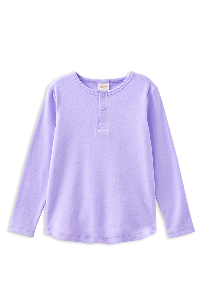 Milky Clothing Lavender Henley in Lavender