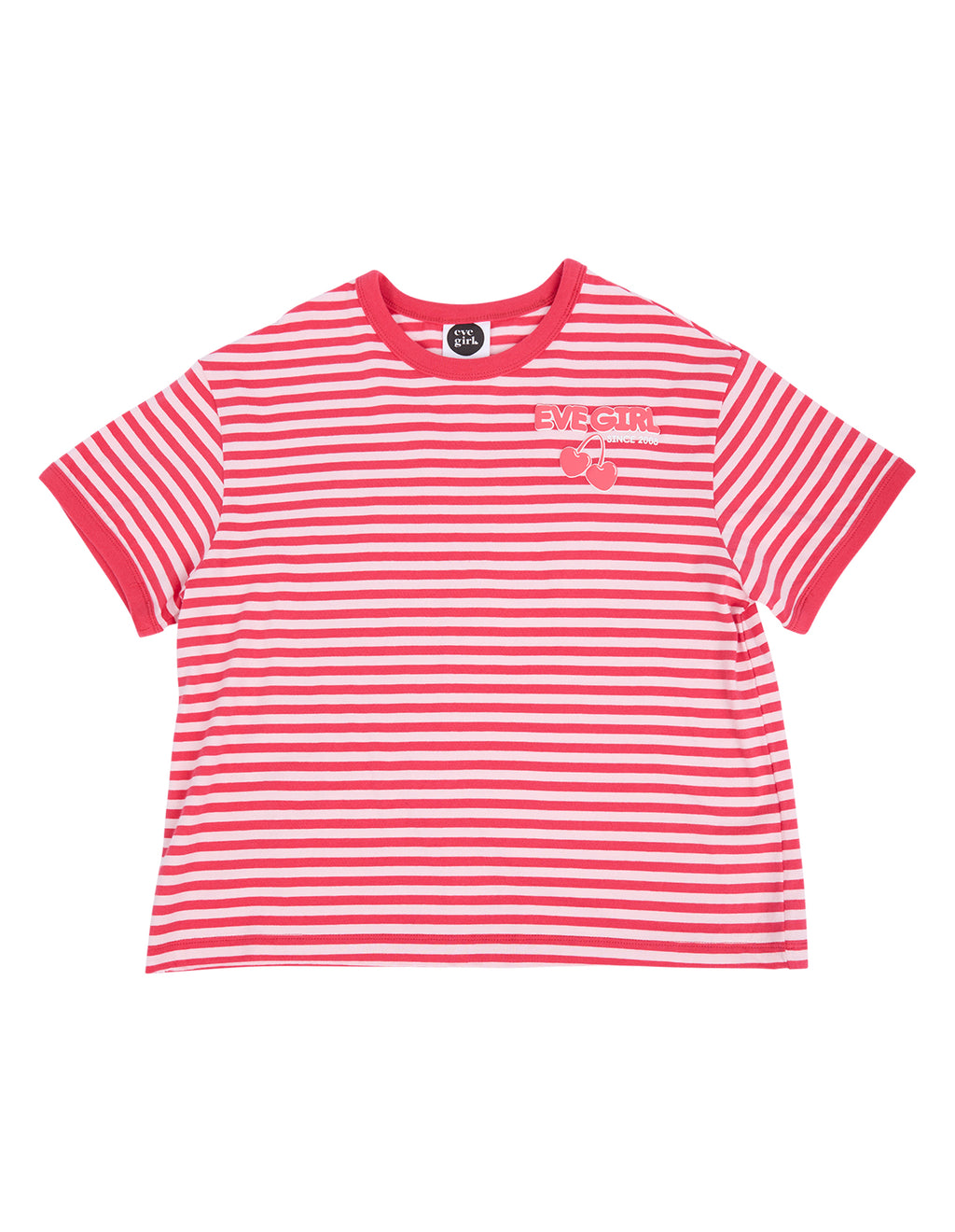 Eve Girl Lounge Club Stripe Tee (Size 3-7) in WATERMELON